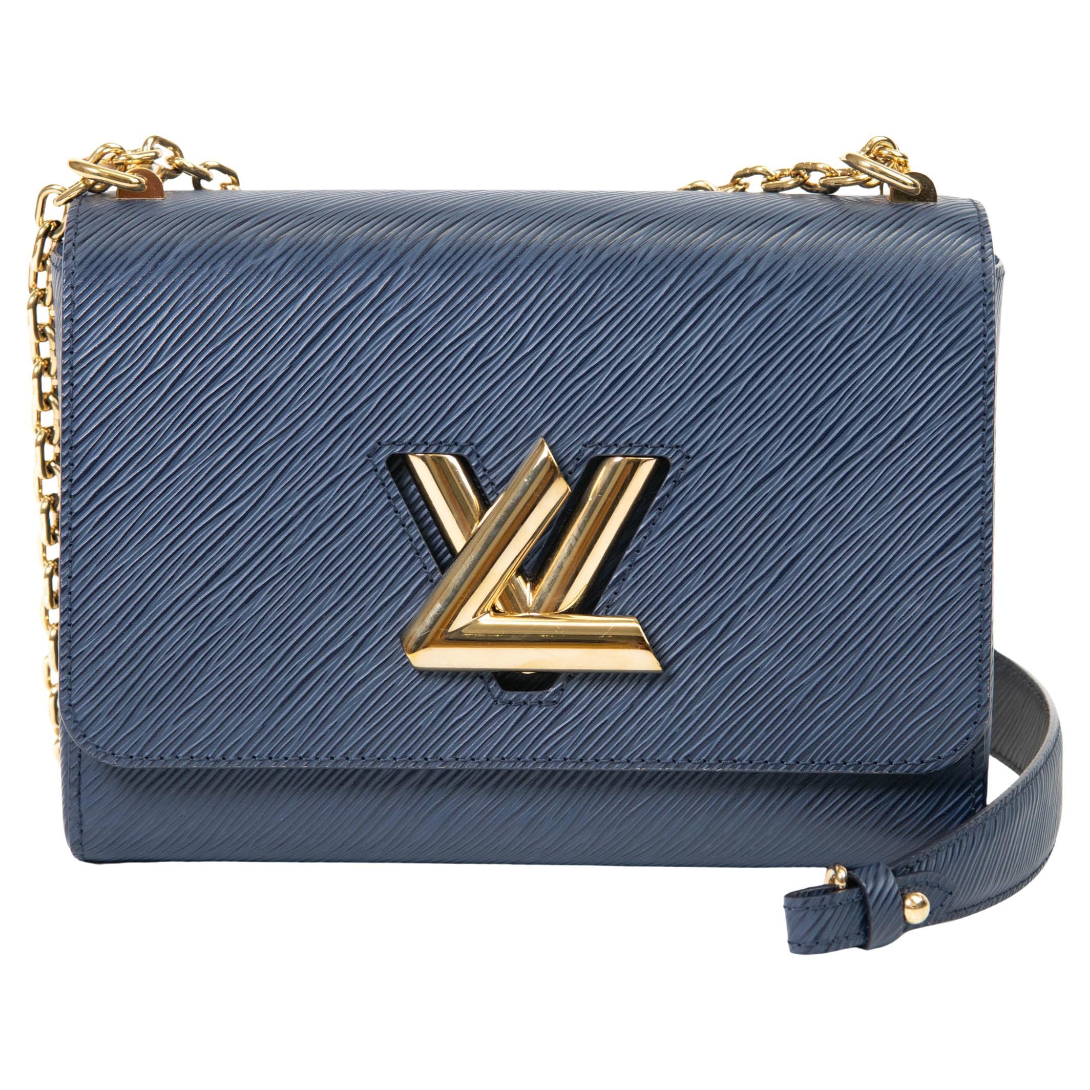 Louis Vuitton Blue Epi Leather Twist Shoulder Bag MM For Sale