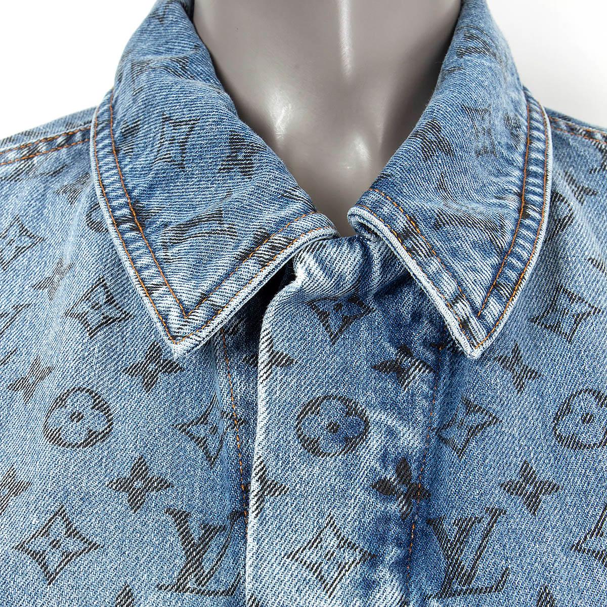 LOUIS VUITTON blue FADED MONOGRAM OVERSIZED DENIM Jacket 50 XL UNISEX In Excellent Condition In Zürich, CH