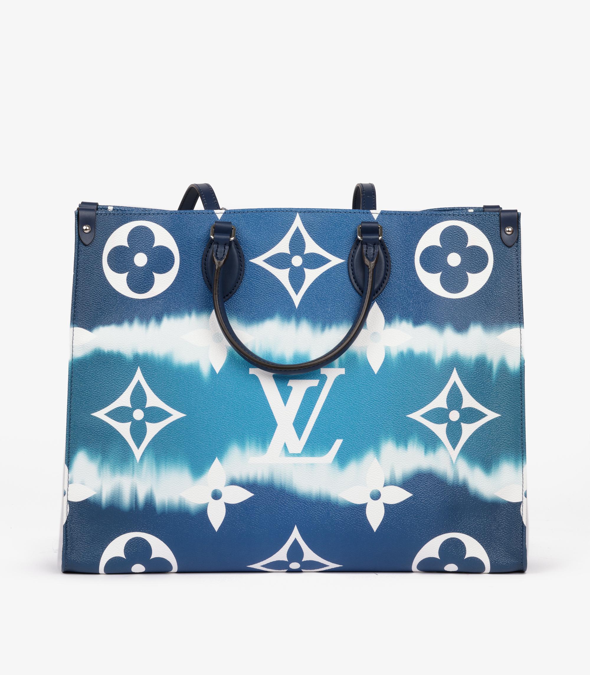 Louis Vuitton Blue Giant Monogram Coated Canvas Onthego GM For Sale 1