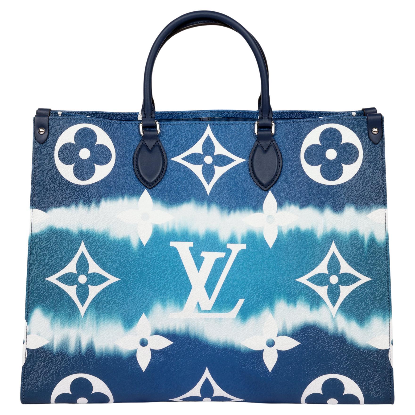Louis Vuitton Blue Giant Monogram Coated Canvas Onthego GM For Sale
