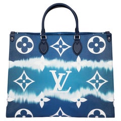 Used Louis Vuitton Blue Giant Monogram Coated Canvas Onthego GM