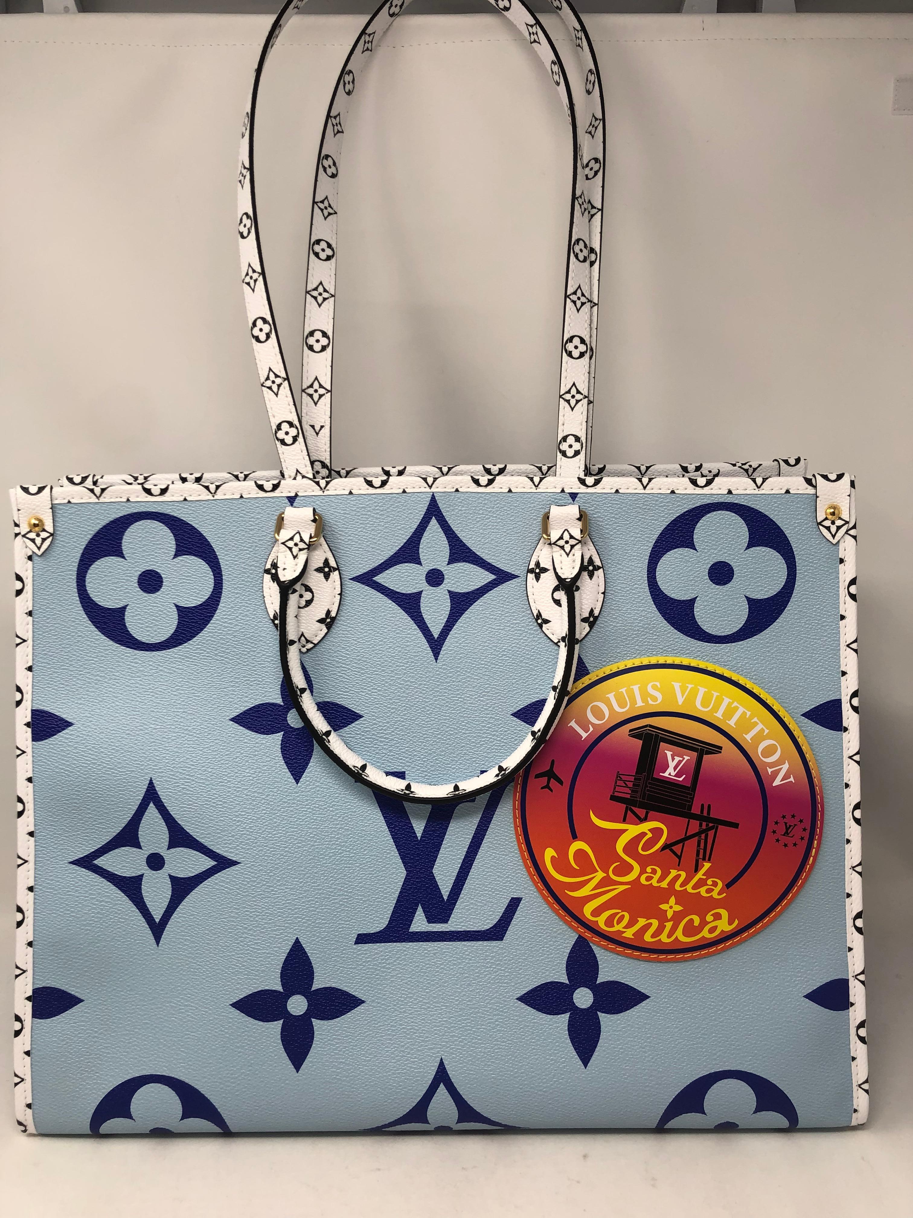 Louis Vuitton Blue Giant Monogram On The Go Santa Monica 4