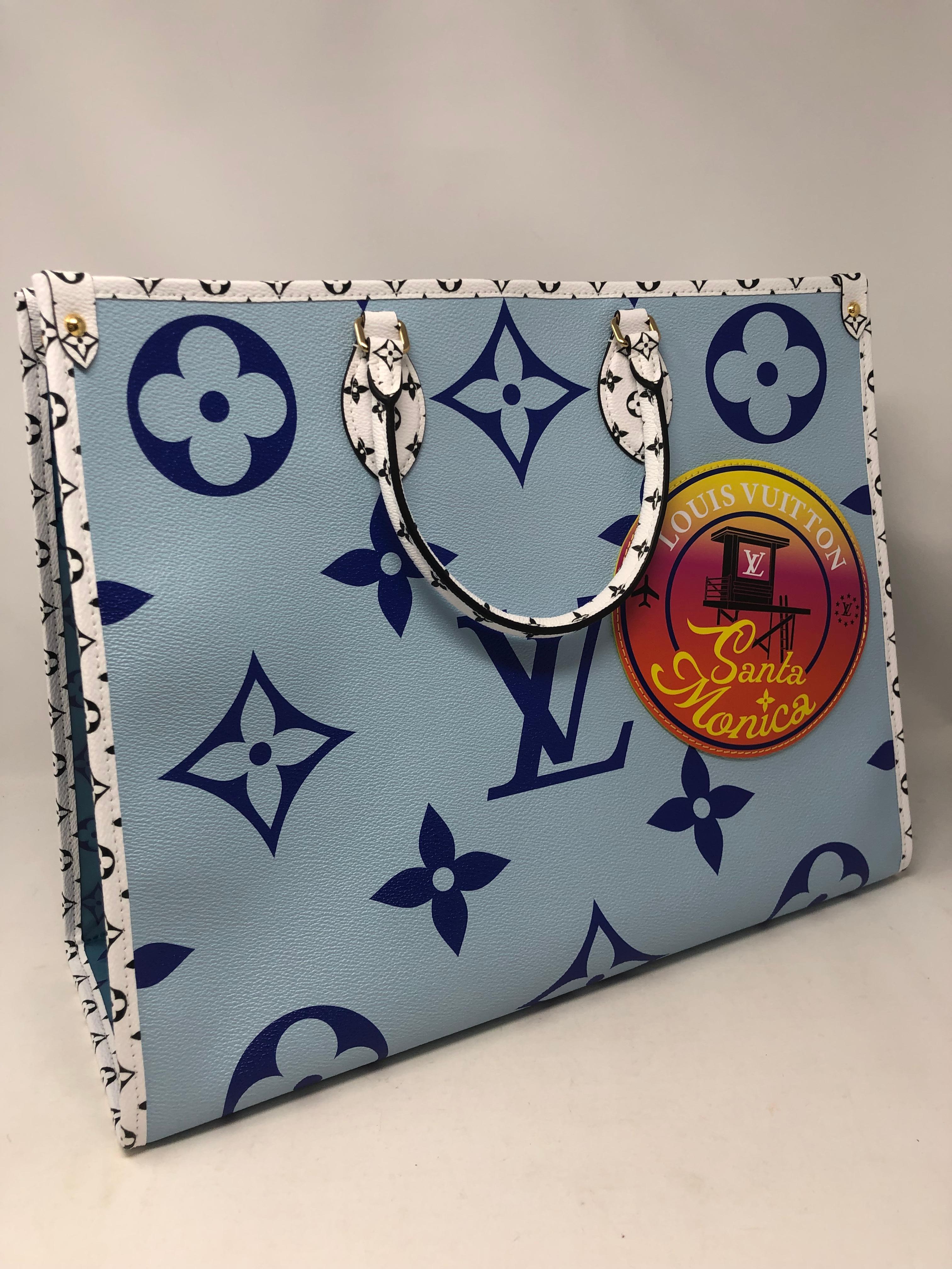 Gray Louis Vuitton Blue Giant Monogram On The Go Santa Monica