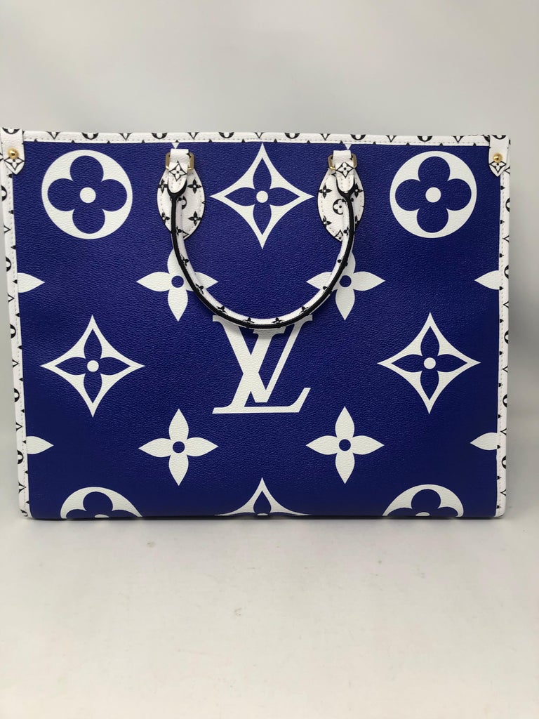 Louis Vuitton Blue Giant Monogram Coated Canvas and PVC Saint Barth Beach Pouch Gold Hardware, 2019 (Like New), Womens Handbag