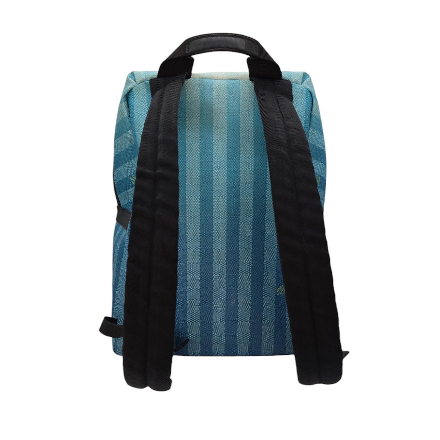 Gray Louis Vuitton Blue Gradient Damier Stripes Discovery Backpack For Sale