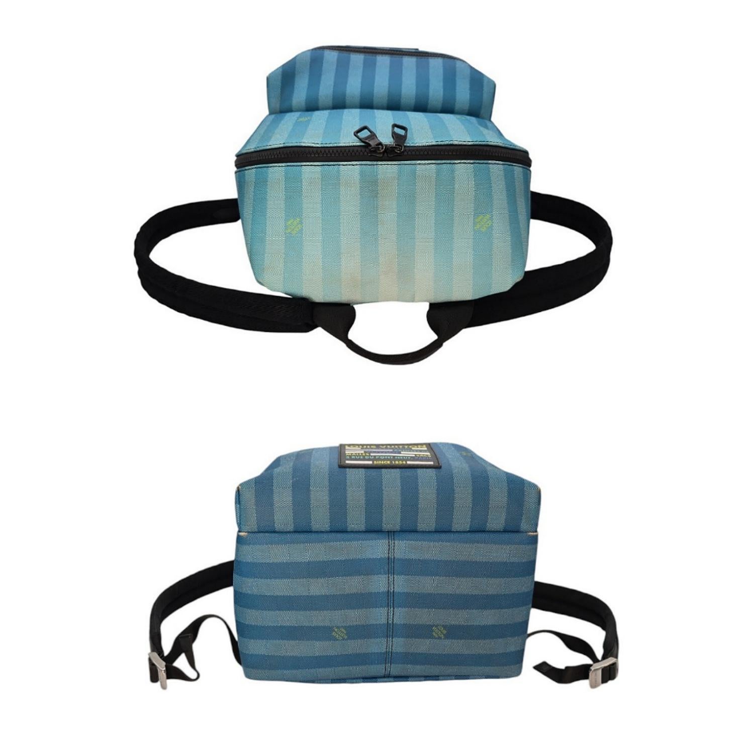Louis Vuitton Blue Gradient Damier Stripes Discovery Backpack For Sale 1