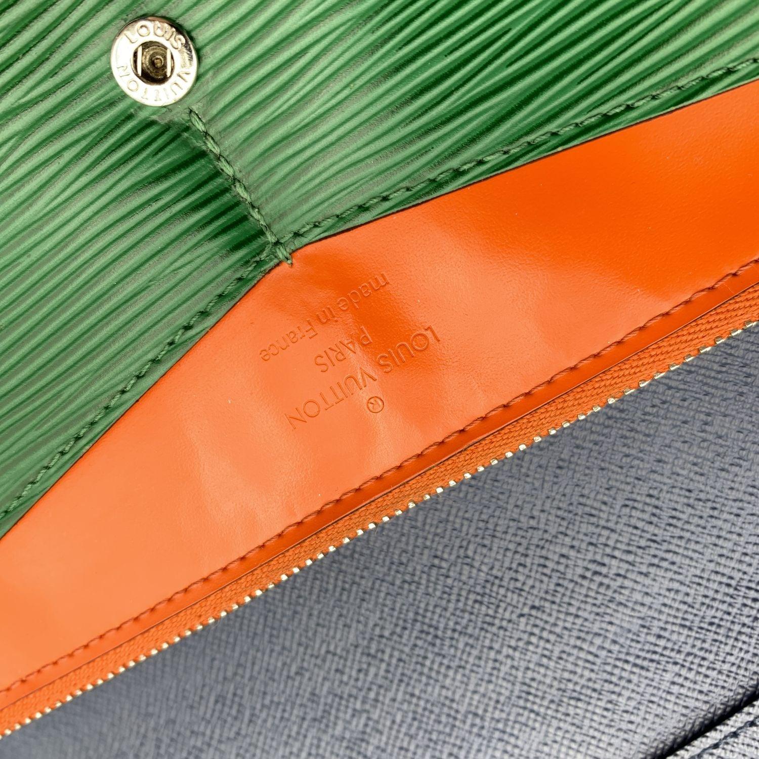 Louis Vuitton Blue Green Tricolor Epi Leather Flore Continental Wallet 2