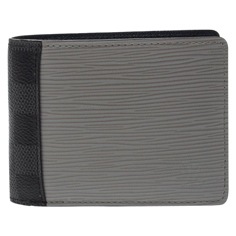 Louis Vuitton Blue/Grey Epi Leather Canvas Patchwork Multiple Wallet