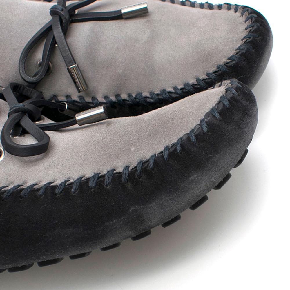 Gray Louis Vuitton Blue & Grey Suede Men's Loafers 45.5
