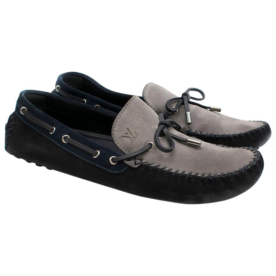 Louis Vuitton Blue & Grey Suede Men's Loafers 45.5