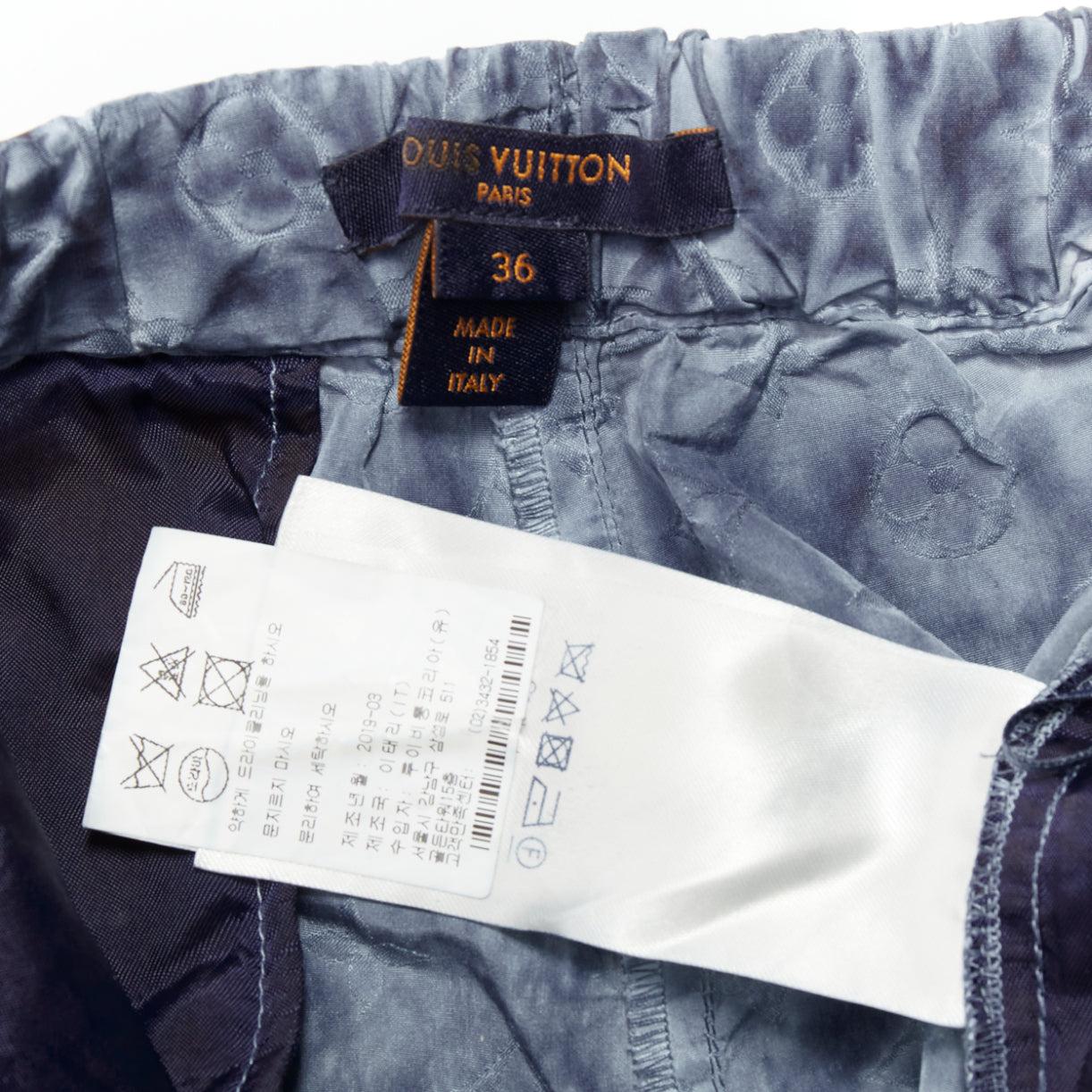 Short LOUIS VUITTON bleu gris tie dye imprimé monogramme effet pochoir FR36 S en vente 3