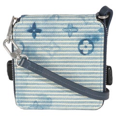 Louis Vuitton Blue Hickory Stripes Denim Monogram Watercolor Wallet On Strap