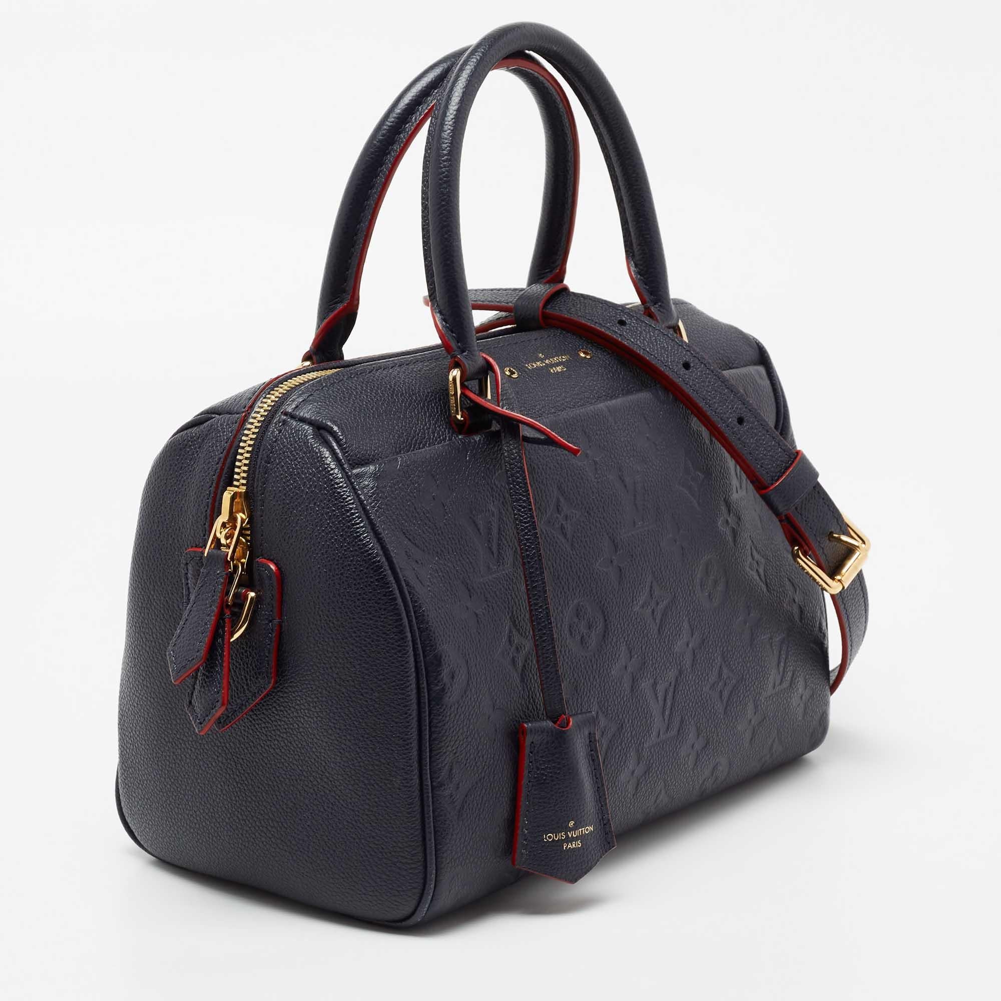Louis Vuitton Blue Infini Monogram Empreinte Leather Speedy Bandouliere Bag In Excellent Condition In Dubai, Al Qouz 2