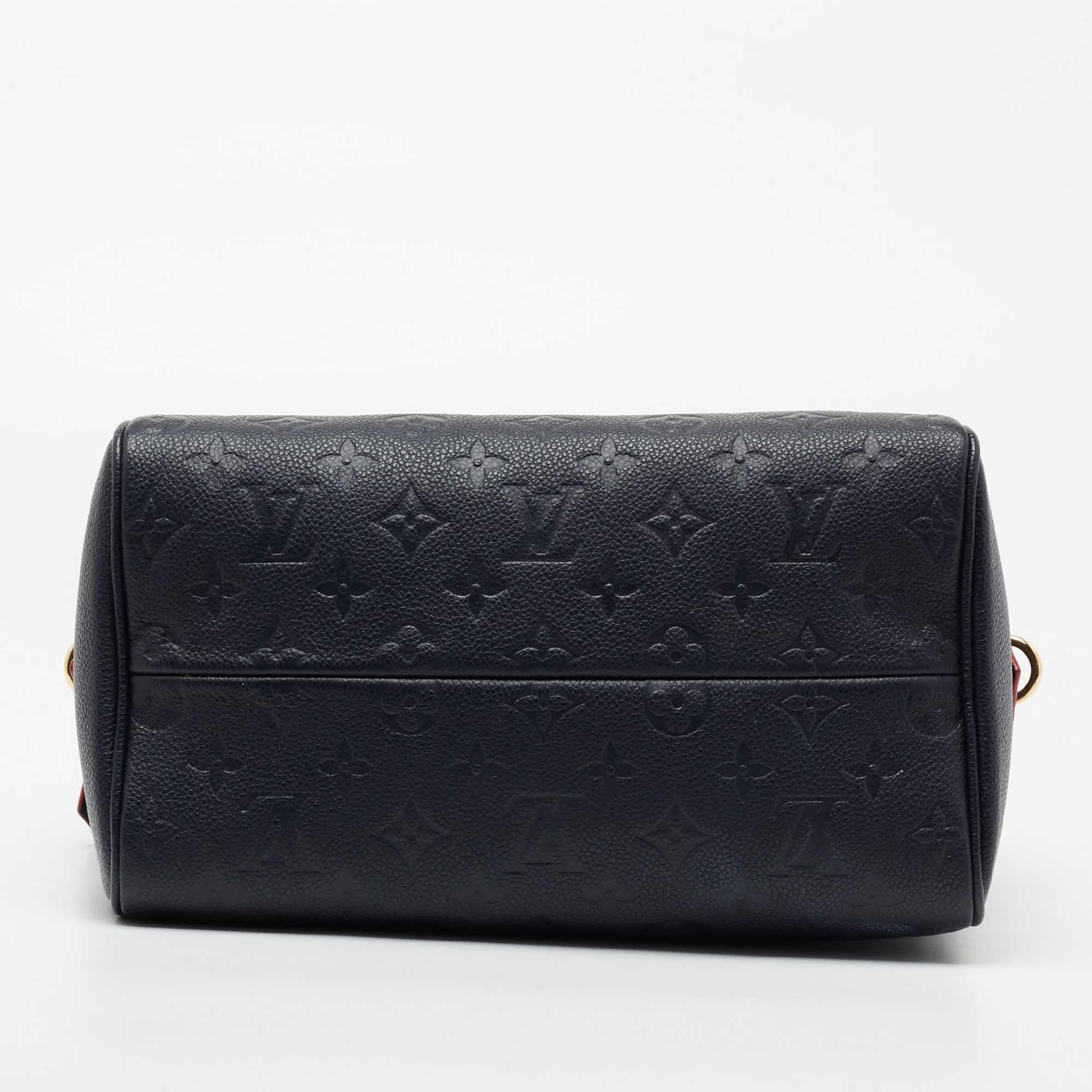 Women's Louis Vuitton Blue Infini Monogram Empreinte Leather Speedy Bandouliere Bag