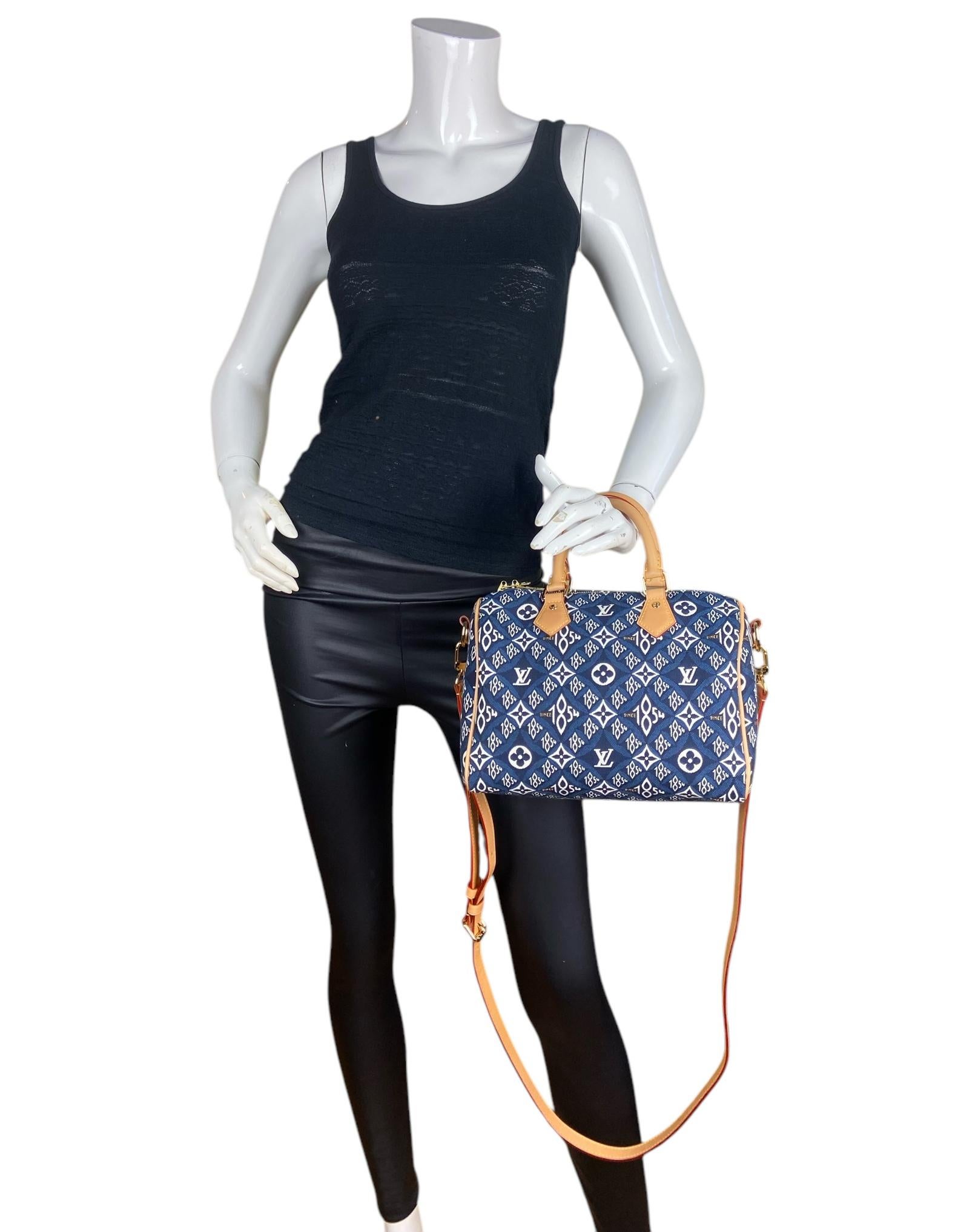Noir Louis Vuitton, sac Speedy Bandouliere 25 bleu jacquard depuis 1854
