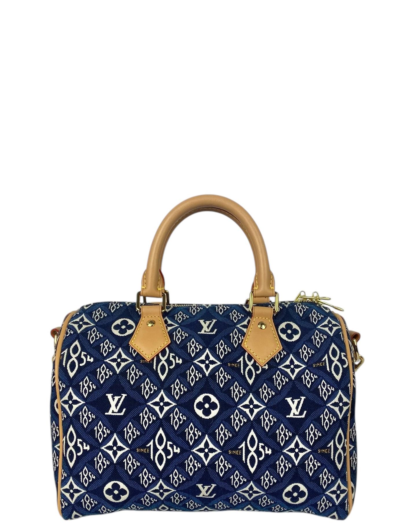 Louis Vuitton, sac Speedy Bandouliere 25 bleu jacquard depuis 1854 Excellent état à New York, NY