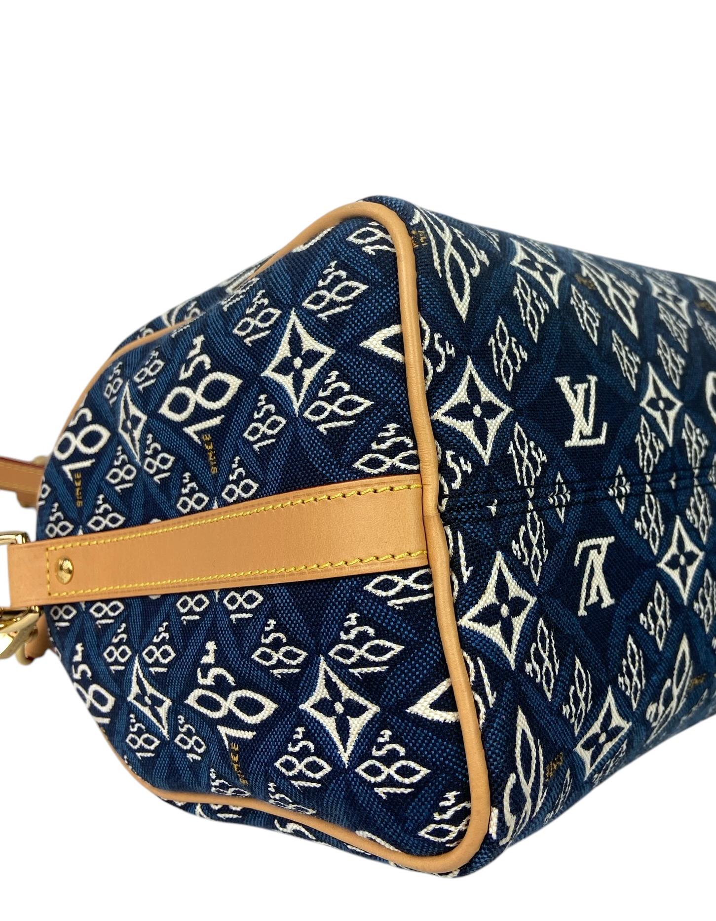 Louis Vuitton, sac Speedy Bandouliere 25 bleu jacquard depuis 1854 2