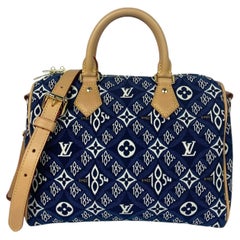 Louis Vuitton, sac Speedy Bandouliere 25 bleu jacquard depuis 1854