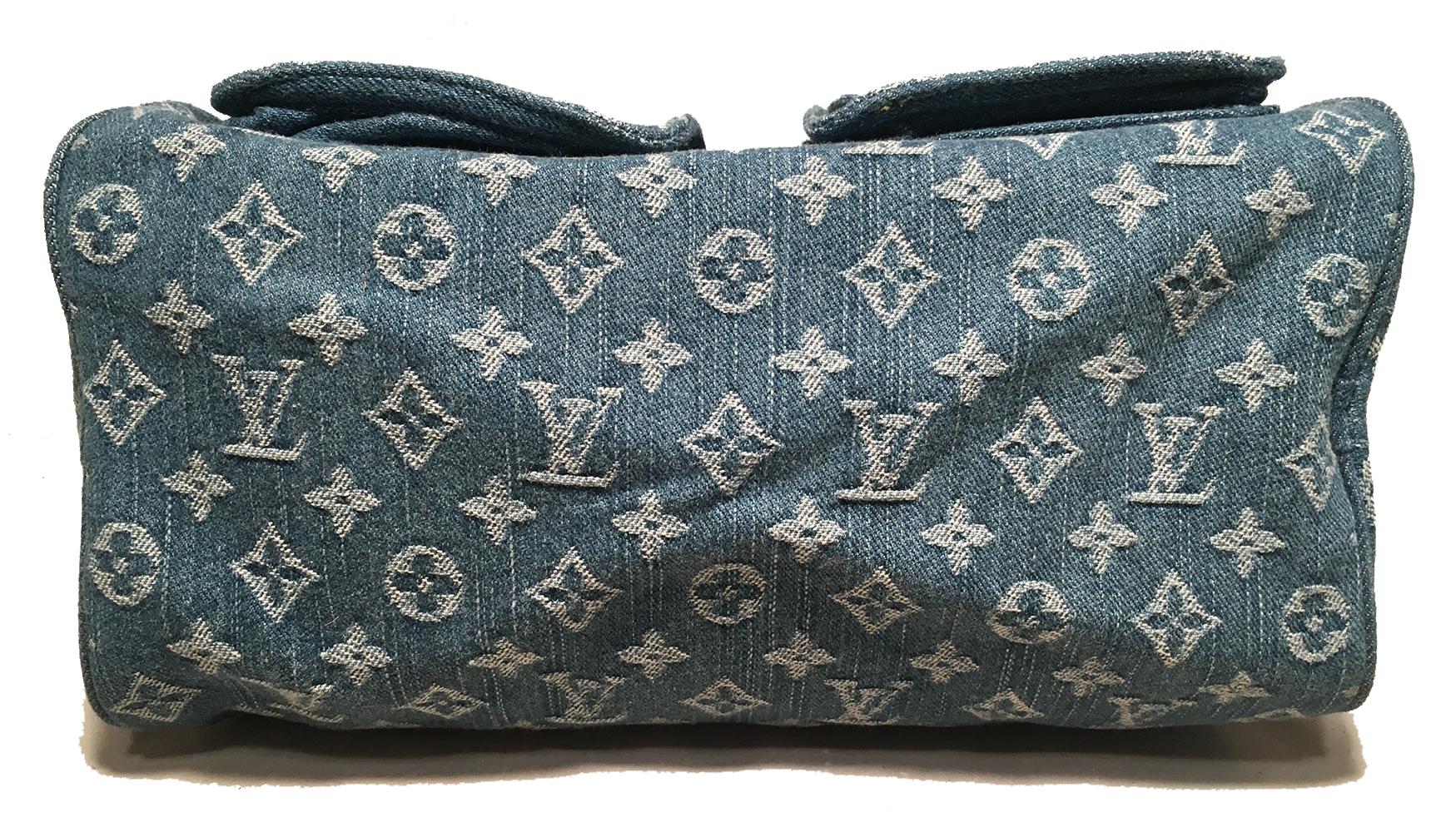 Louis Vuitton Blue Jean Denim Monogram Neo Speedy Handbag In Excellent Condition In Philadelphia, PA