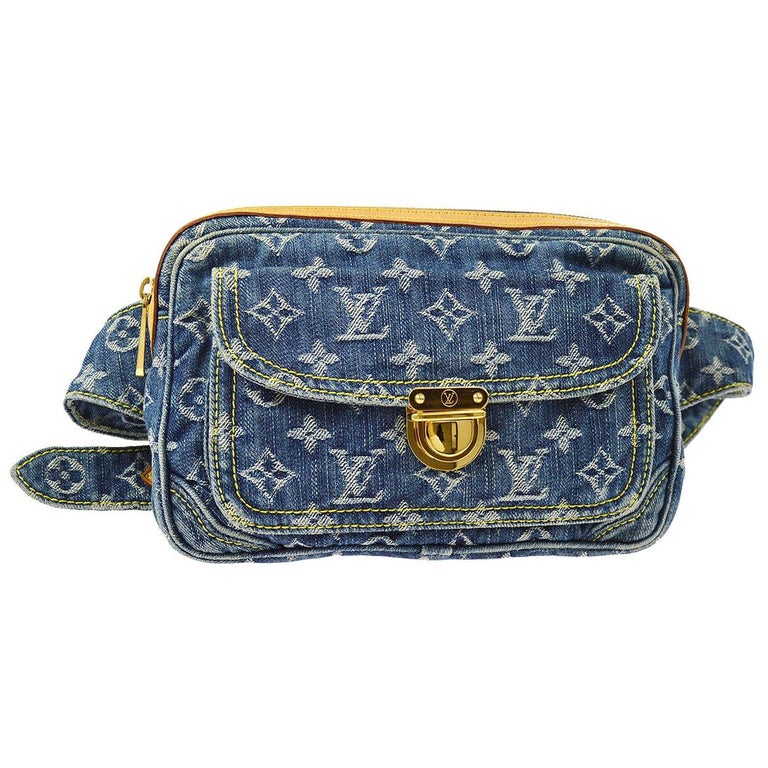 Louis Vuitton Blue Jean Monogram Bum Fanny Pack Waist Belt Bag For Sale at 1stDibs