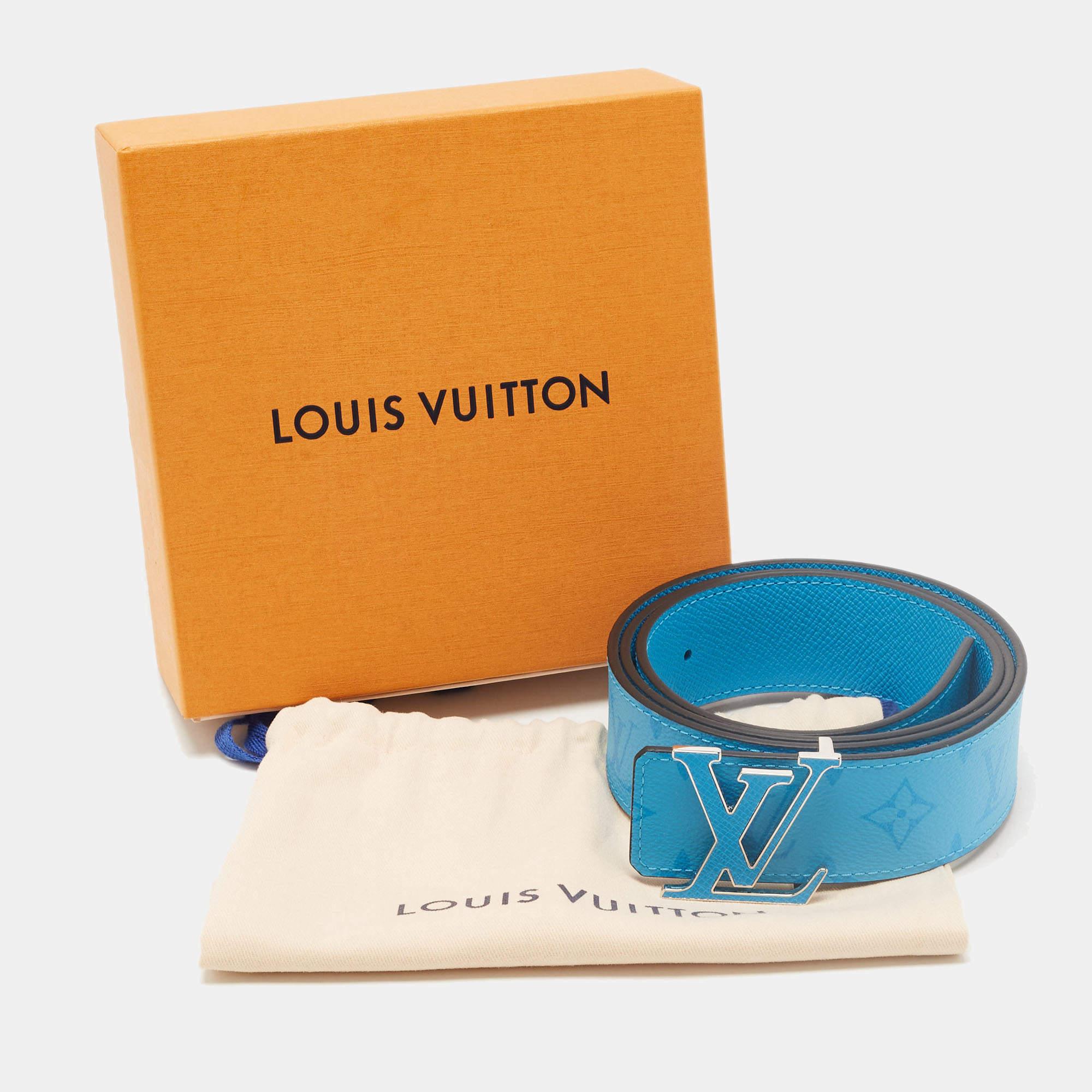 Men's Louis Vuitton Blue Lagoon Monogram Canvas LV Initiales Reversible Belt 100CM