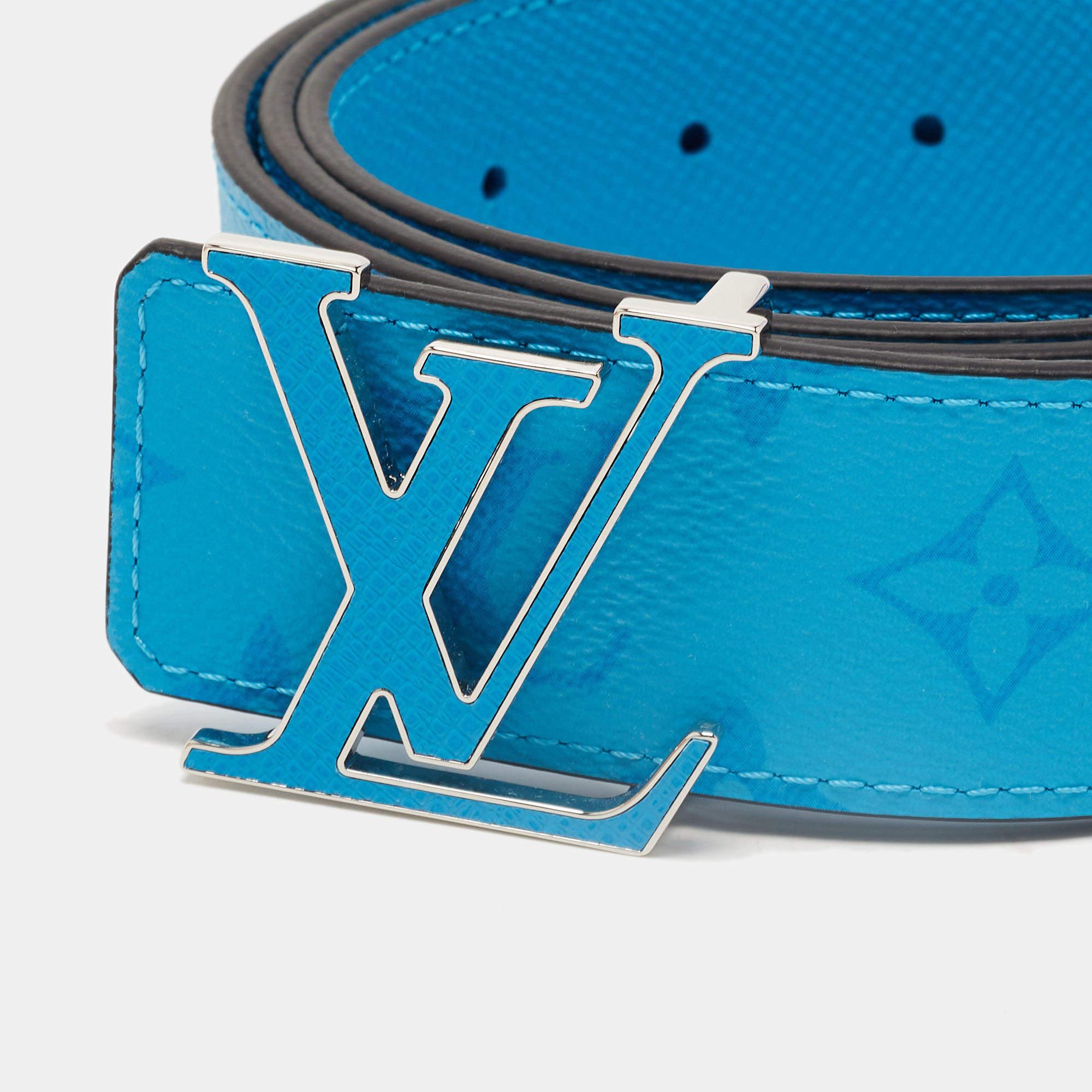 Louis Vuitton Blue Lagoon Monogram Canvas LV Initiales Reversible Belt 100CM 1