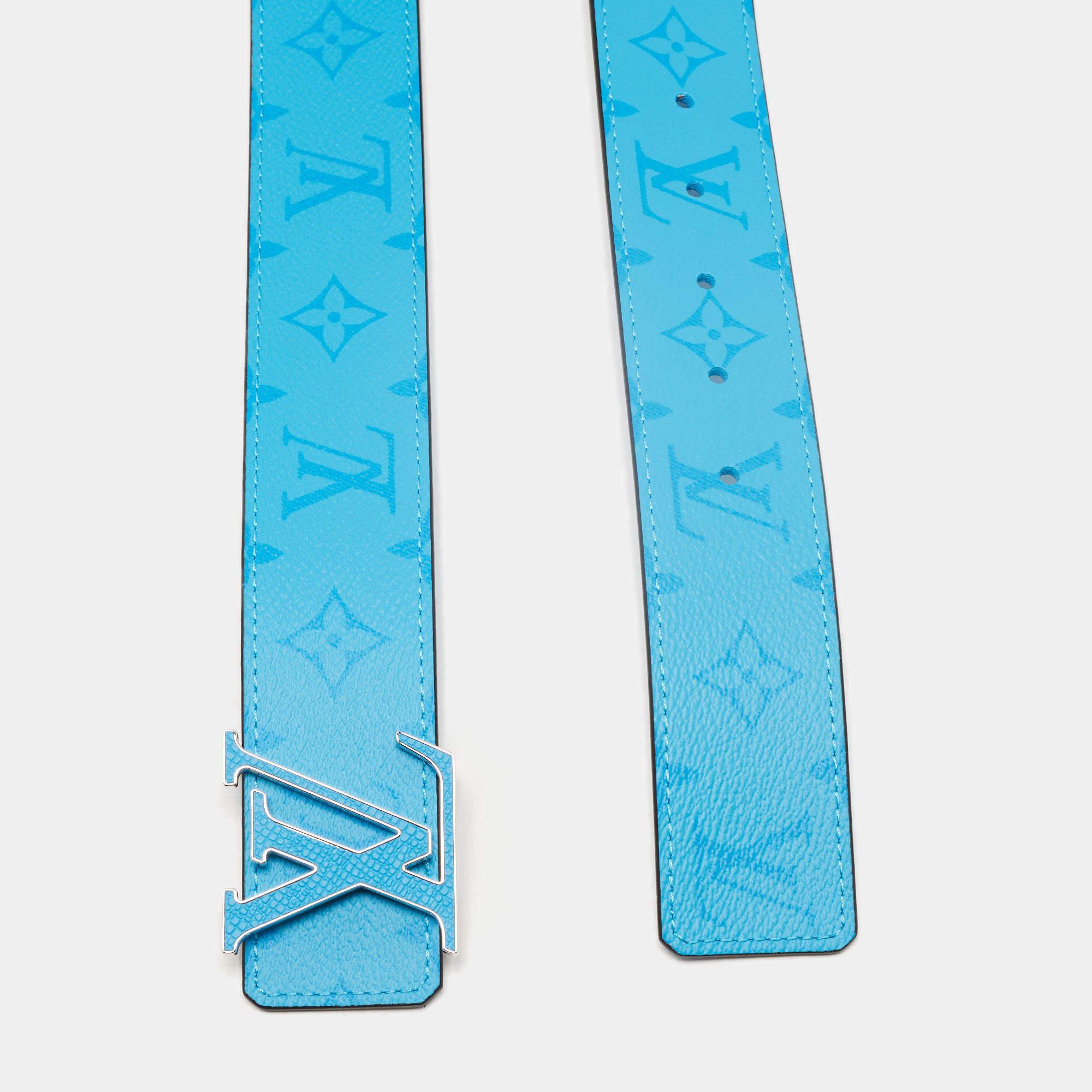 Louis Vuitton Blue Lagoon Monogram Canvas LV Initiales Reversible Belt 100CM 2