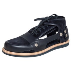 Louis Vuitton Blue Leather and Suede Lace Sneakers Size 42