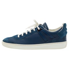 Louis Vuitton Blue Leather and Suede Low Top Sneakers Size 40.5