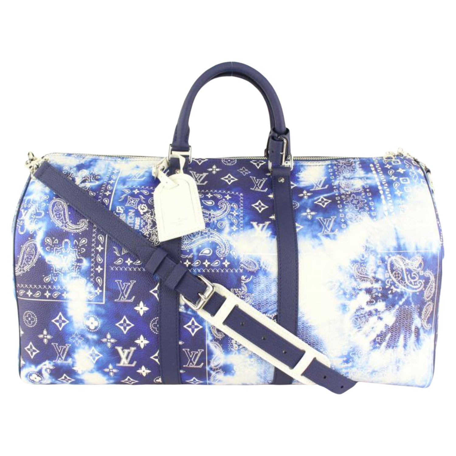 Louis Vuitton LV N48223 Damier Azur Keepall 45 Boston Travel Bag storage bag