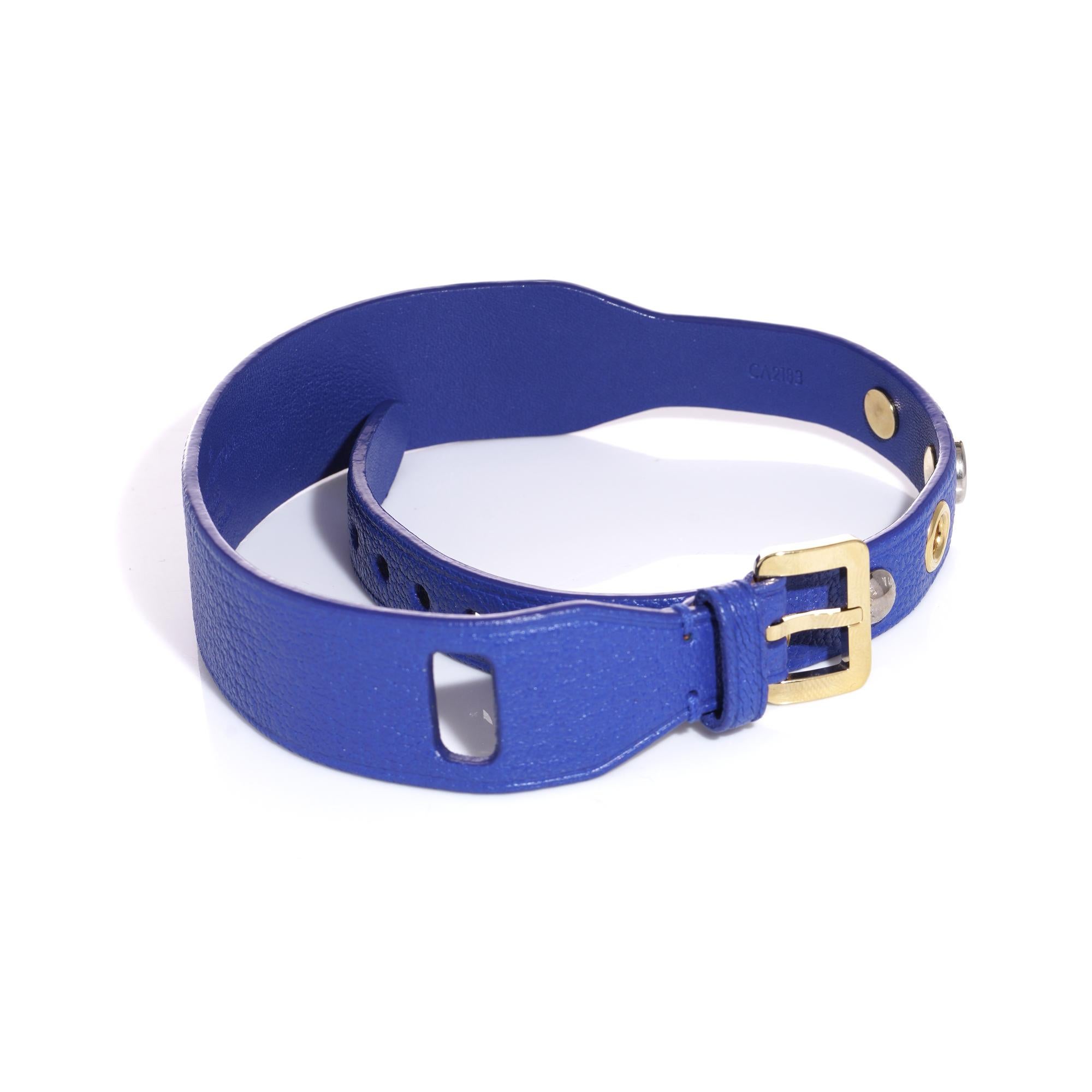 Louis Vuitton Blue Leather belt bracelet For Sale 6