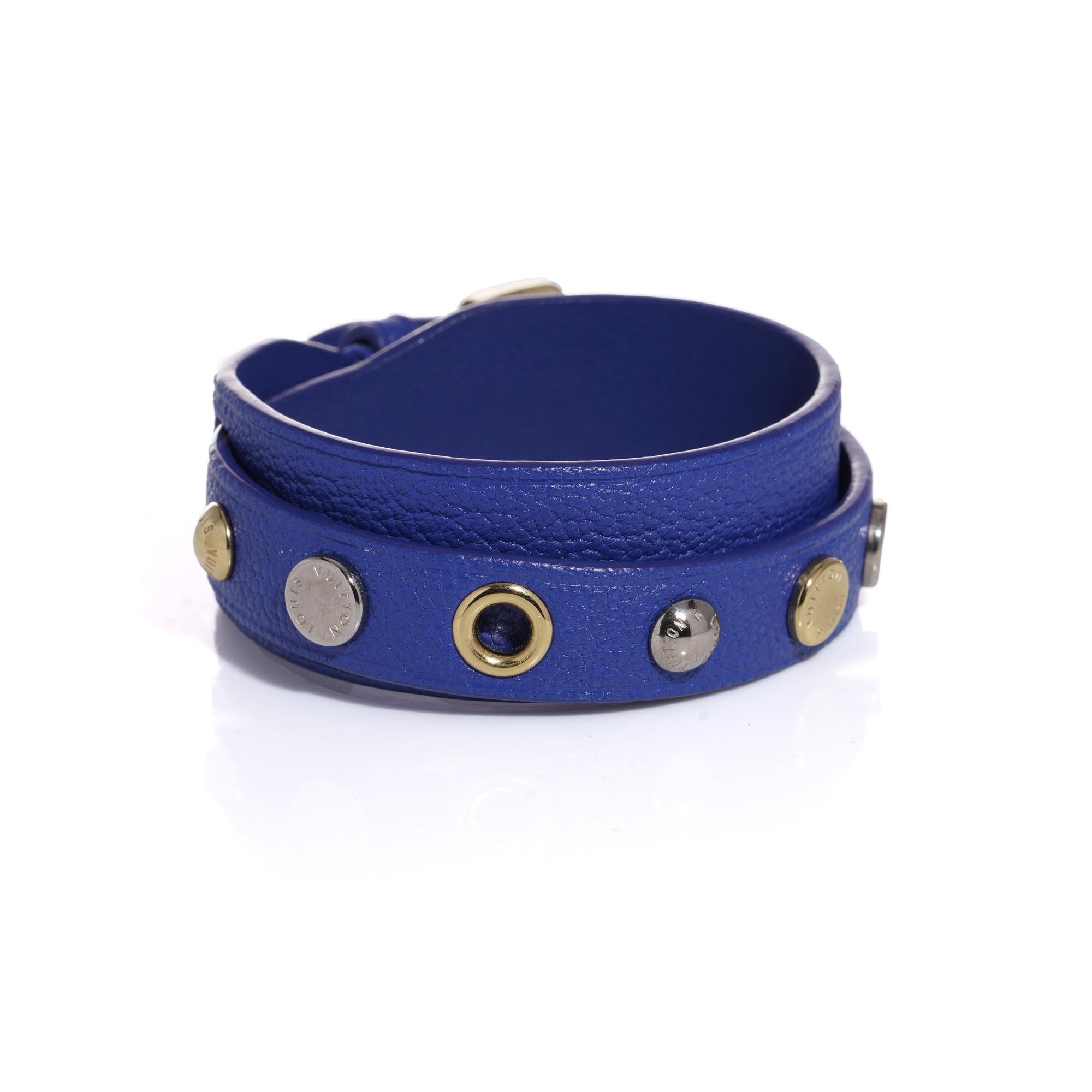 Women's Louis Vuitton Blue Leather belt bracelet For Sale