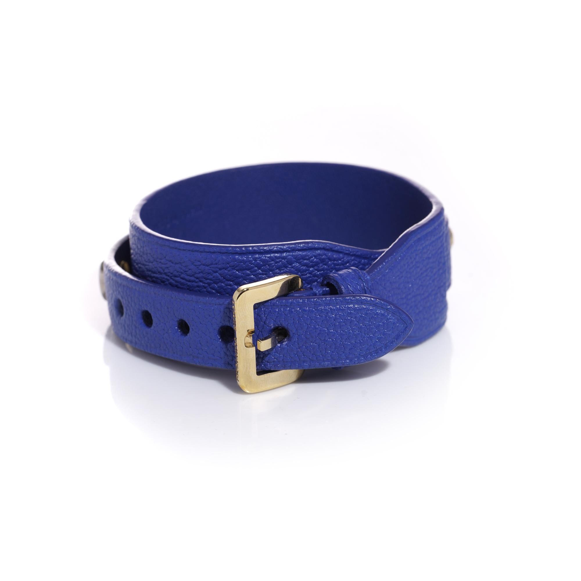 Louis Vuitton Blue Leather belt bracelet For Sale 1
