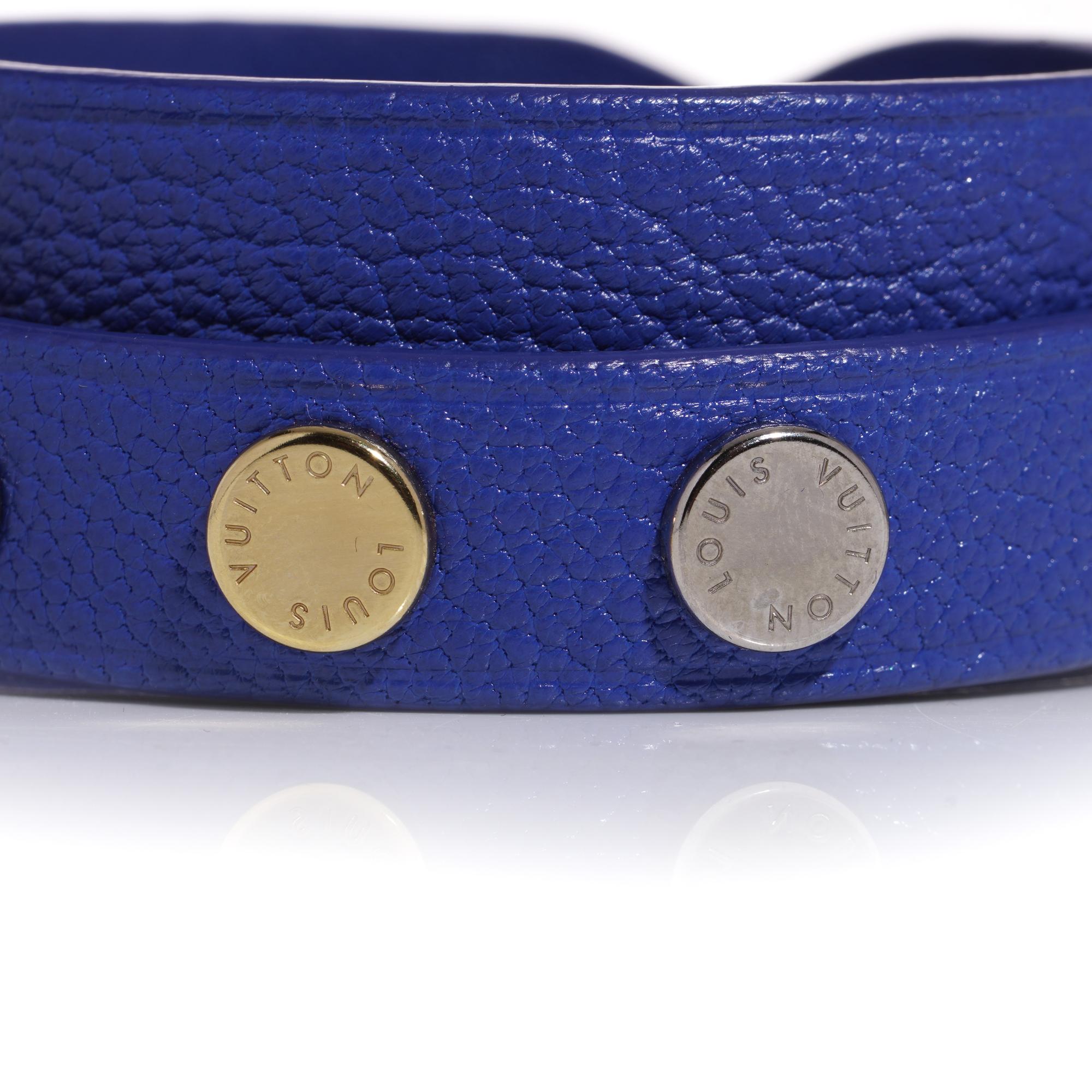 Louis Vuitton Blue Leather belt bracelet In Excellent Condition For Sale In Braintree, GB