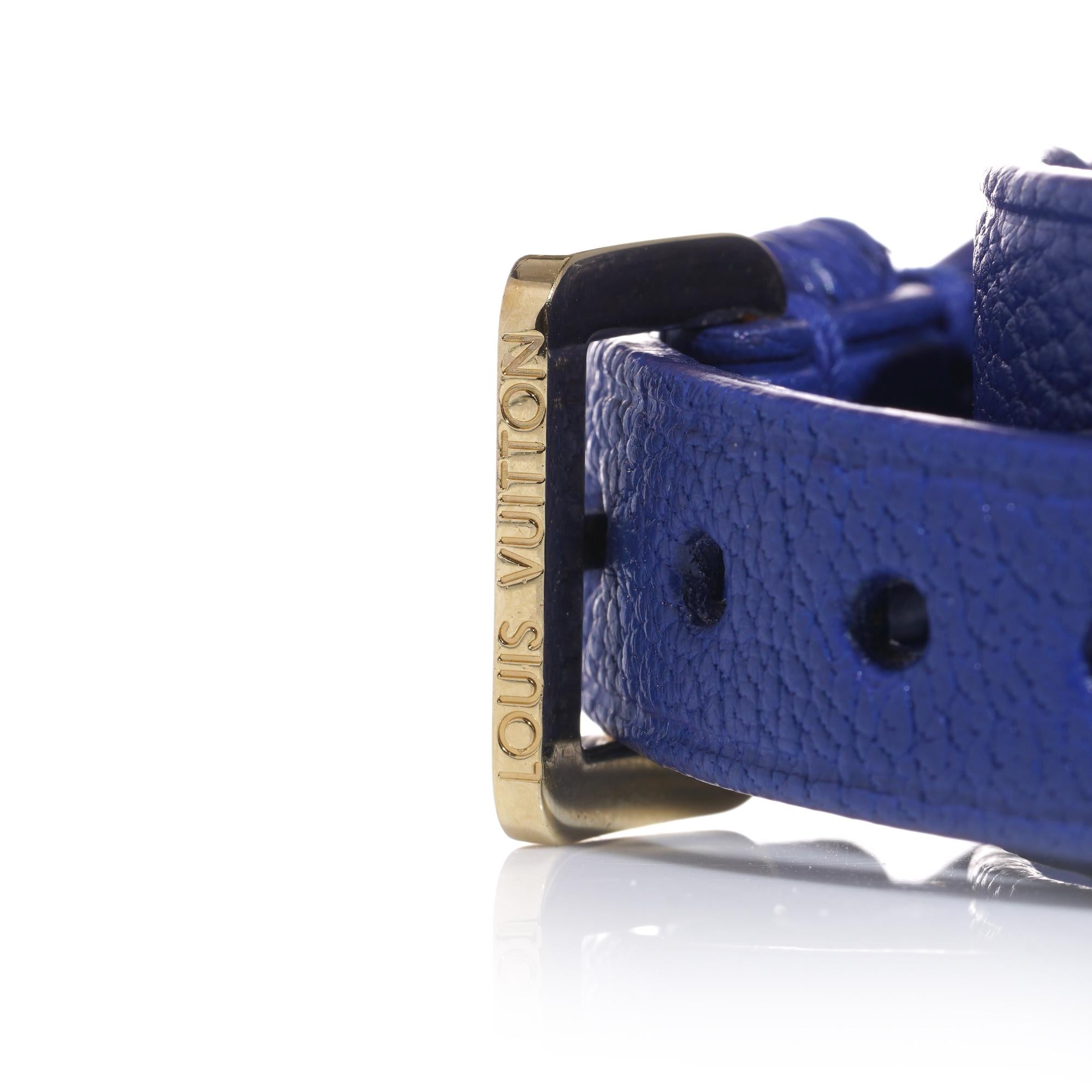 Louis Vuitton Blue Leather belt bracelet For Sale 3