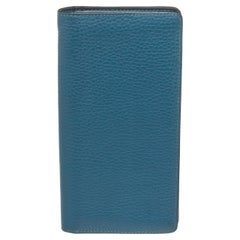 Louis Vuitton Blue Leather Brazza Wallet with silver-tone hardware