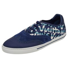 Louis Vuitton Blue Leather Canvas Stephen Sprouse Low Top Sneakers Size 41