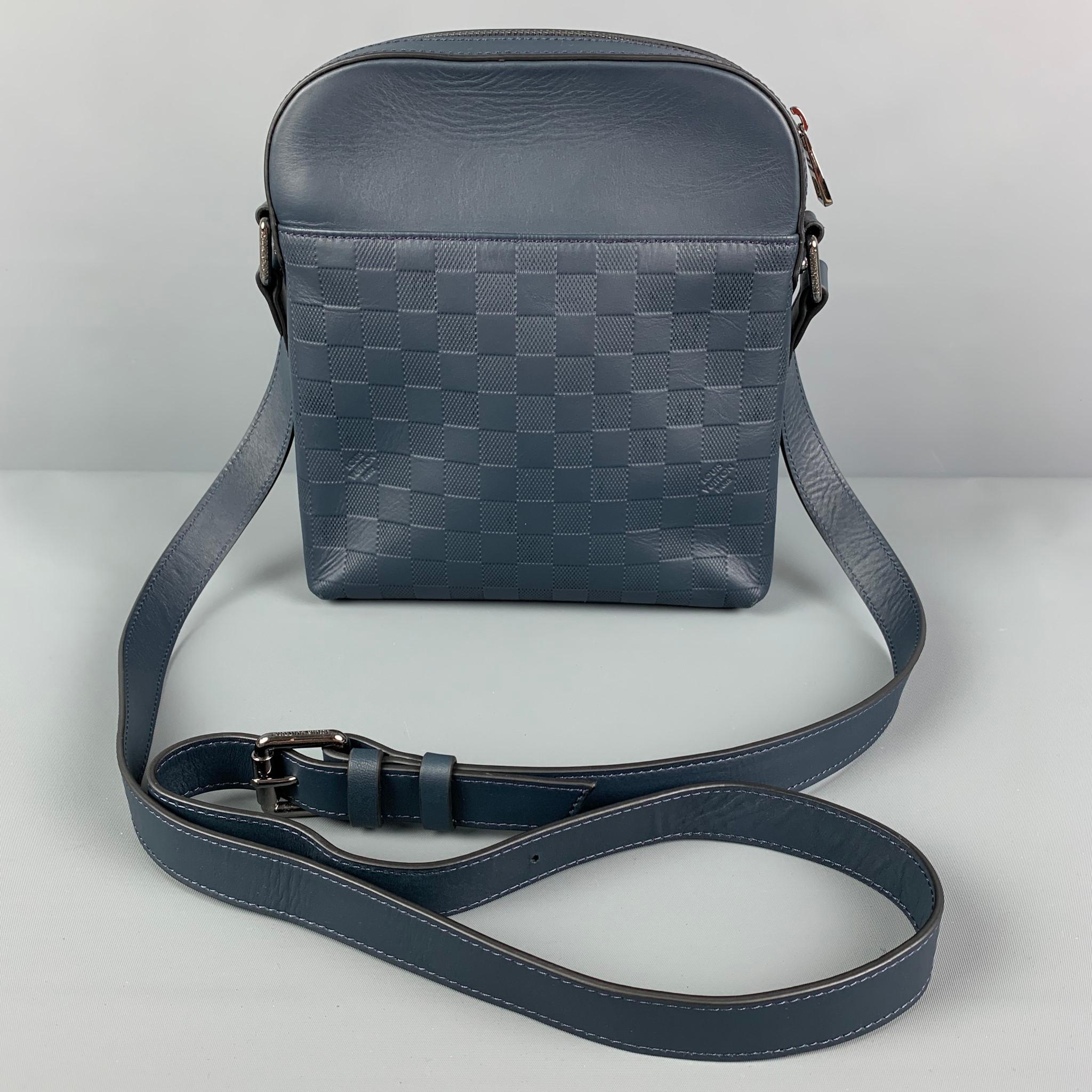 LOUIS VUITTON Blue Leather Damier Infini District Pochette Bag In Good Condition In San Francisco, CA