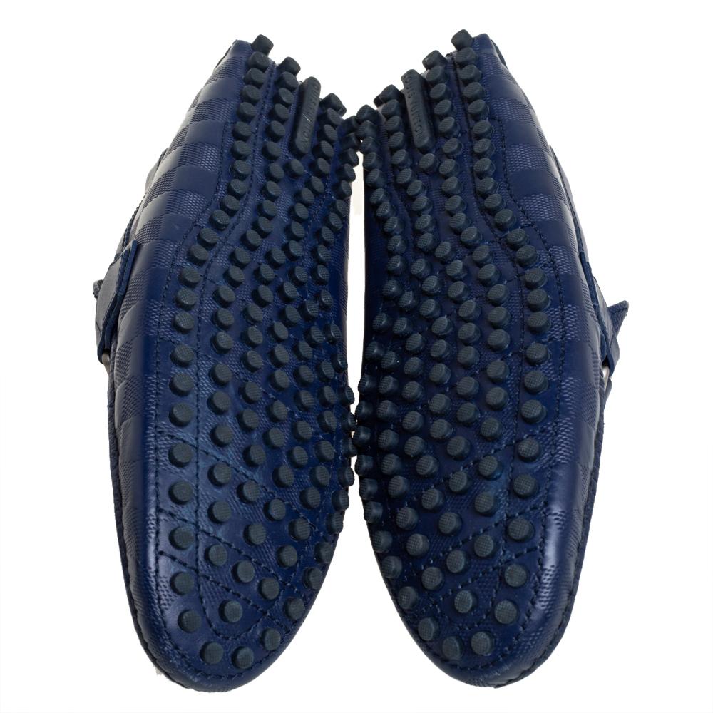 Louis Vuitton Blue Leather Damier Infini Hockenheim Slip On Loafers Size 41.5 1
