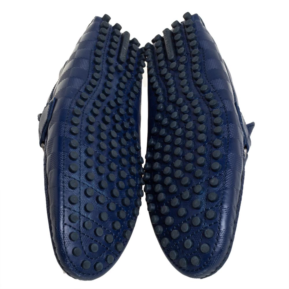 Damier Infini Hockenheim Slip On Loafers aus blauem Leder, Größe 41,5 2