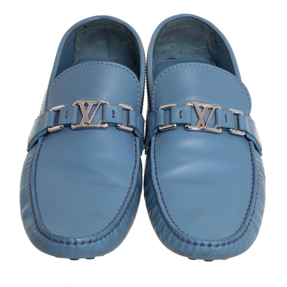 Louis Vuitton Blue Leather Hockenheim Loafers Size 43 In Good Condition In Dubai, Al Qouz 2