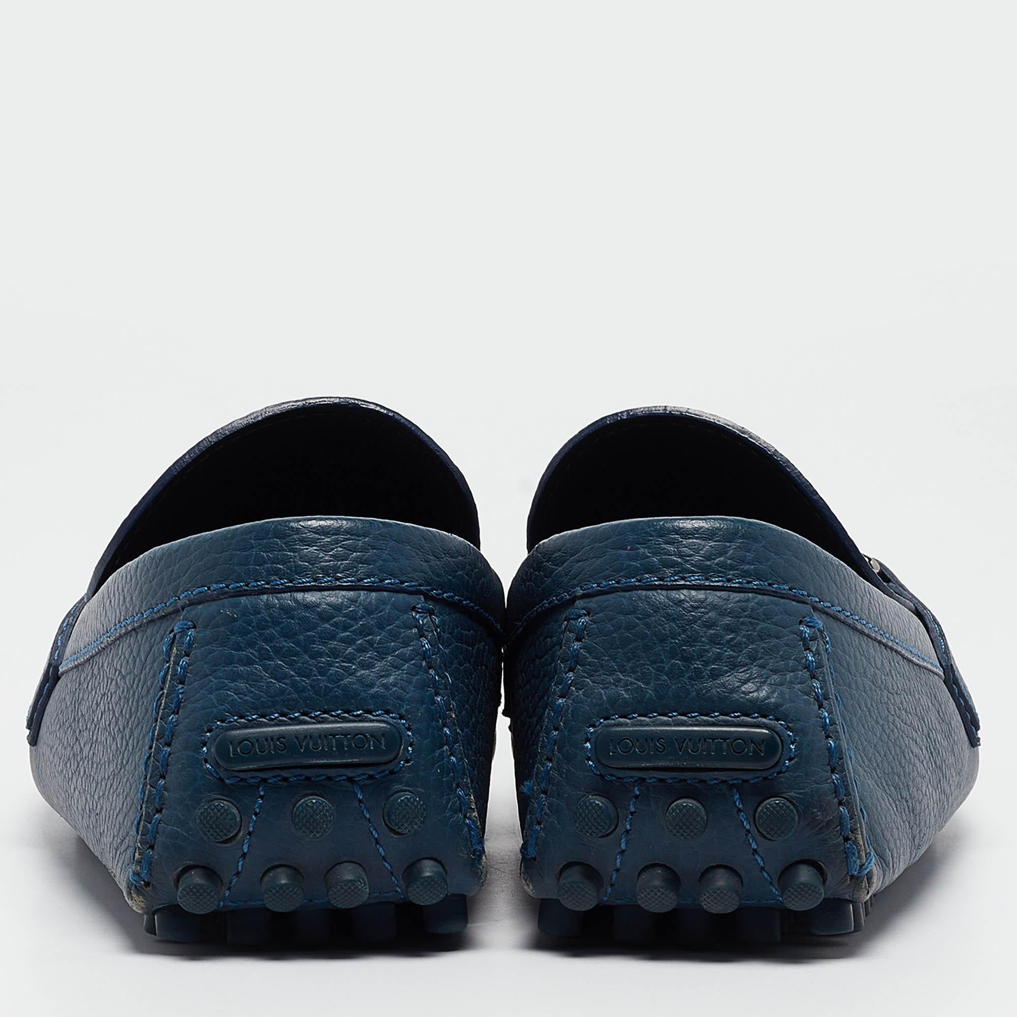 Men's Louis Vuitton Blue Leather Hockenheim Loafers Size 43 For Sale