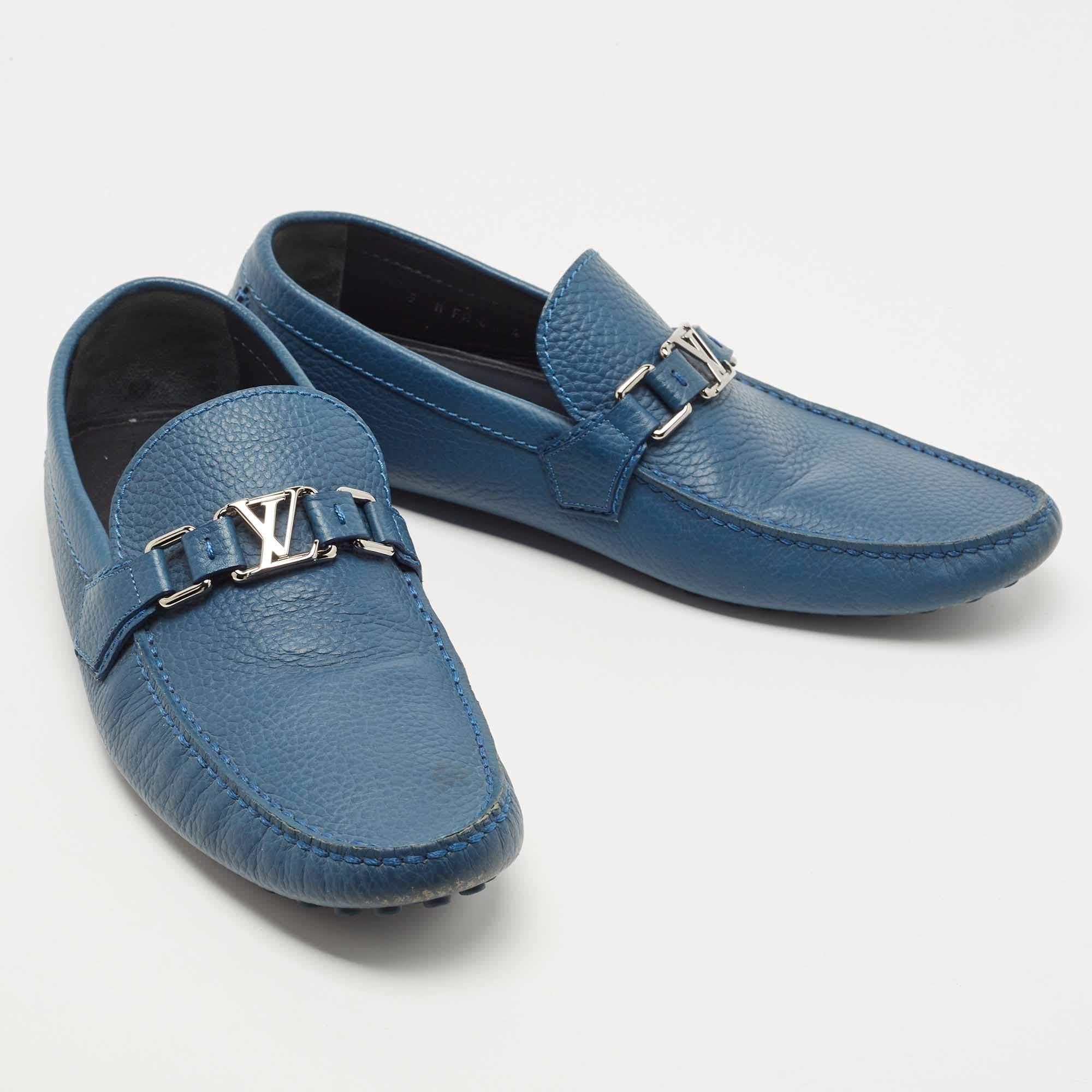 Louis Vuitton Blue Leather Hockenheim Loafers Size 43 1