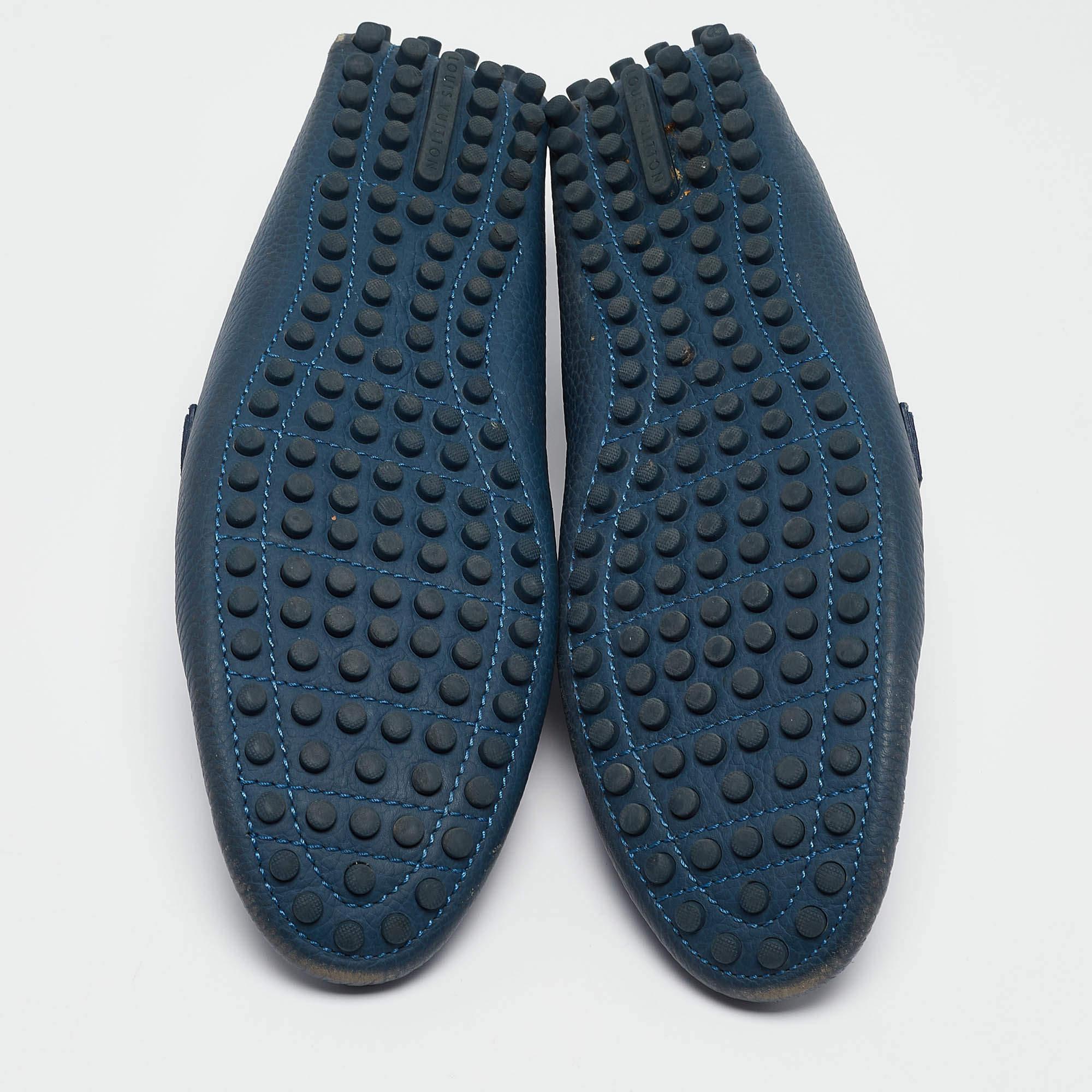 Louis Vuitton Blue Leather Hockenheim Loafers Size 43 For Sale 1