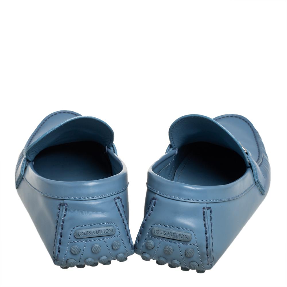 Louis Vuitton Blue Leather Hockenheim Loafers Size 43 1
