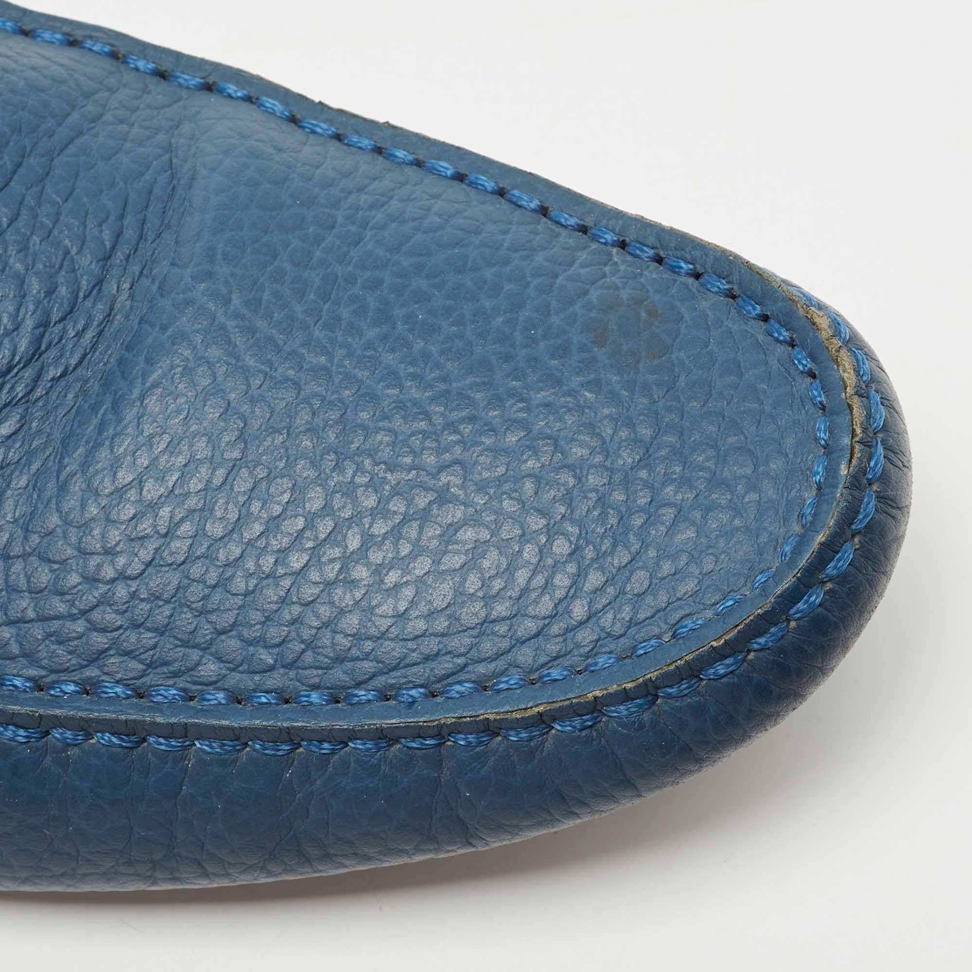 Louis Vuitton Blue Leather Hockenheim Loafers Size 43 2