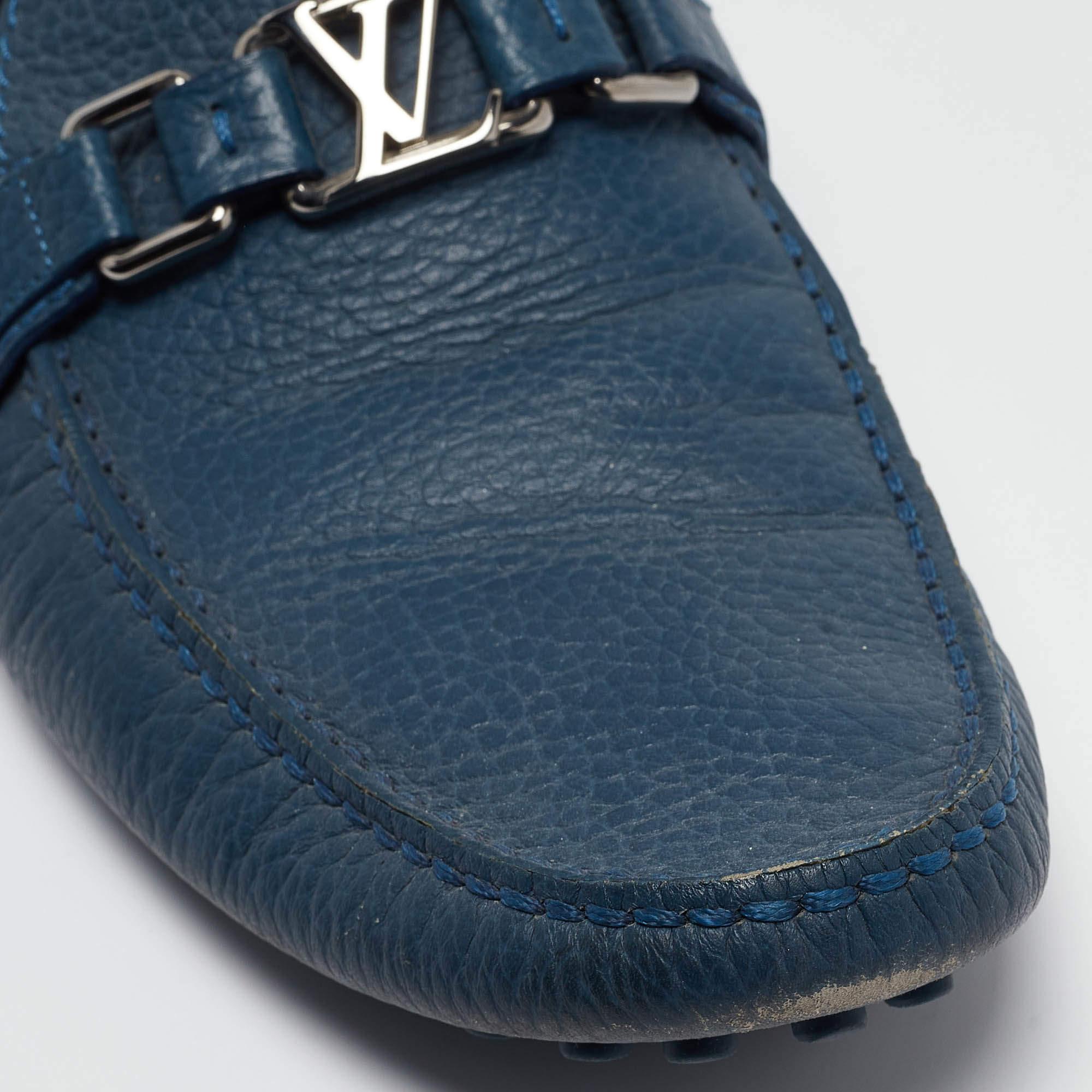 Louis Vuitton Blue Leather Hockenheim Loafers Size 43 For Sale 2