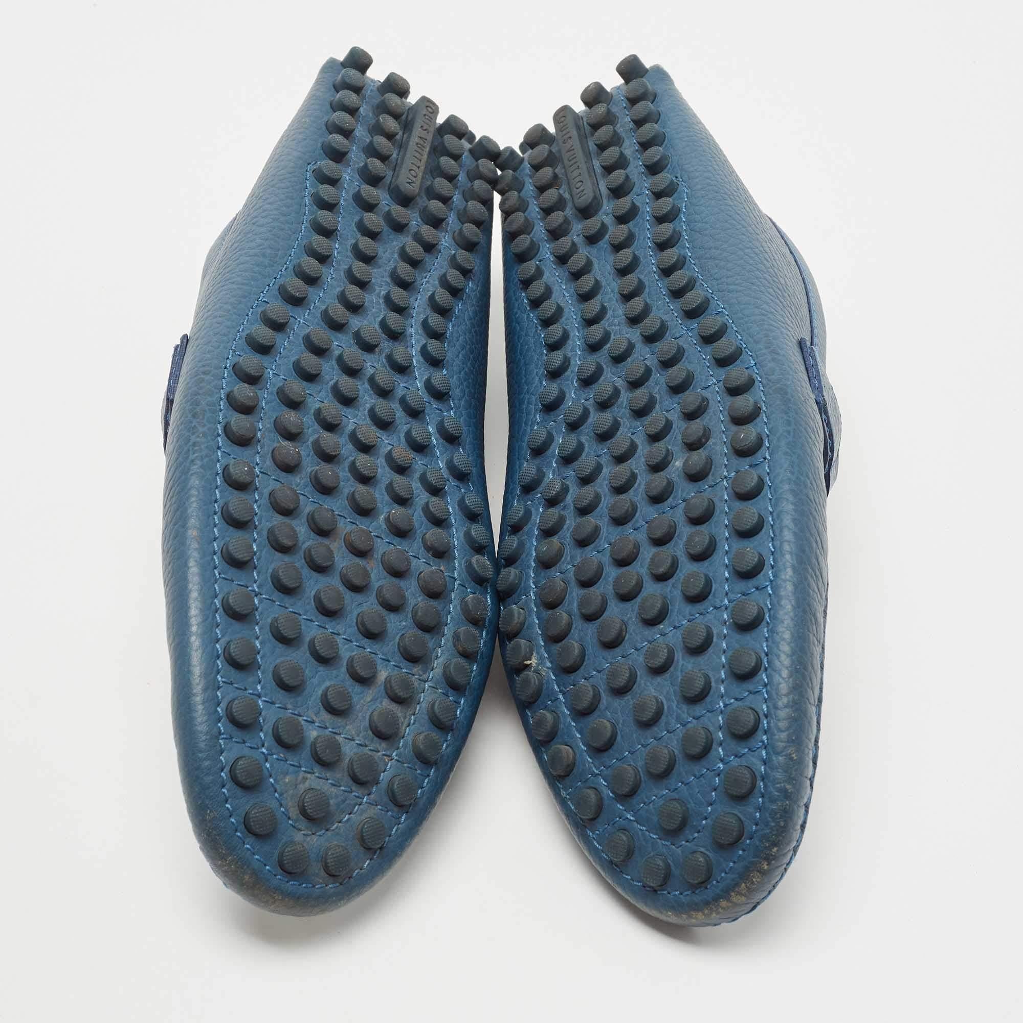 Louis Vuitton Blue Leather Hockenheim Loafers Size 43 5