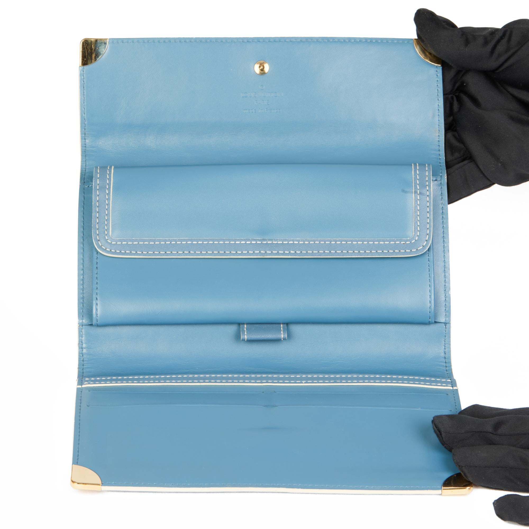 LOUIS VUITTON Blue Leather L'Affriolant with Port Tresor International Wallet 9