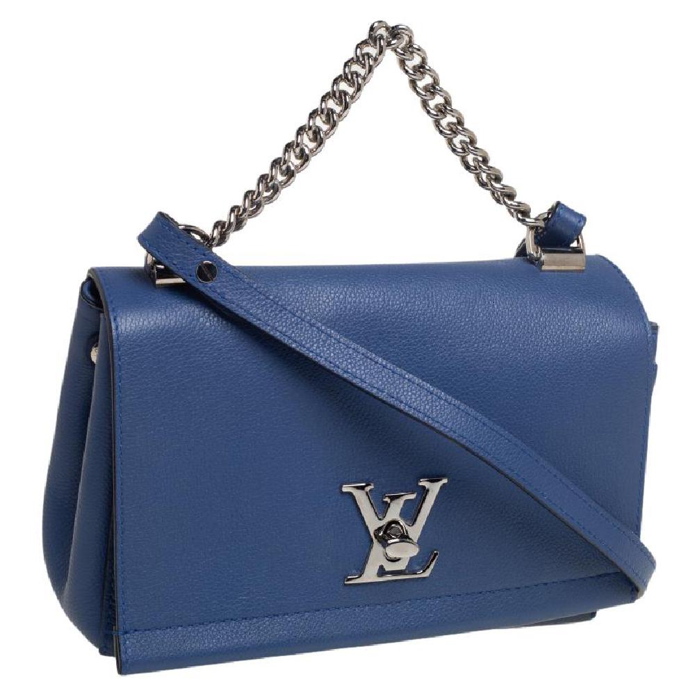 Louis Vuitton Blue Leather Lockme II BB Bag In Good Condition In Dubai, Al Qouz 2